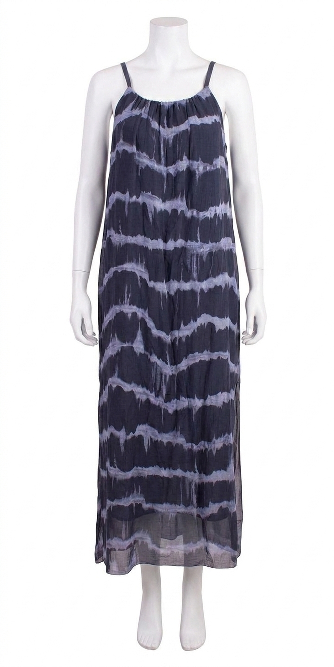 NEW GIGI MODA venus tie dye silk midi dress in navy